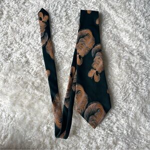 Don Loper of California vintage dark green tie with feathers